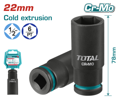 Cheie tubulara de impact TOTAL 22x78 mm, adanca, 1/2 inch, Cr-Mo