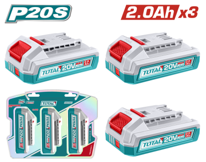 Kit 3 baterii TOTAL P20S 20V 2.0Ah Li-Ion pentru scule electrice