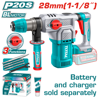 Ciocan rotopercutor TOTAL 20V 4.5J brushless SDS Plus, fara acumulator