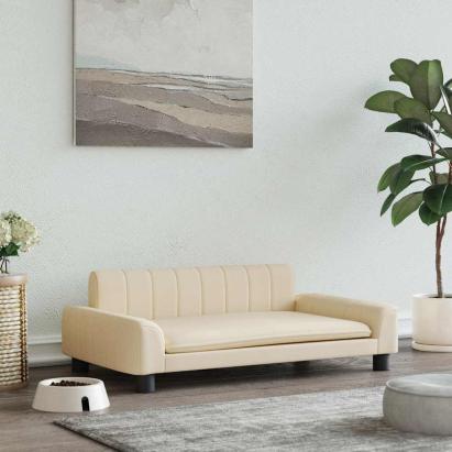 Pat de câini, crem, 90x53x30 cm, material textil GartenMobel Dekor