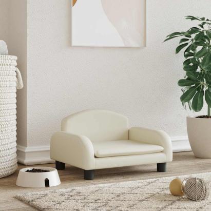 Pat de câini, crem, 50x40x30 cm, piele ecologică GartenMobel Dekor