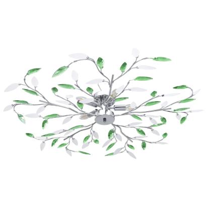 Lustră cu brațe tip frunze cristal acrilic verde 5 becuri E14 GartenMobel Dekor