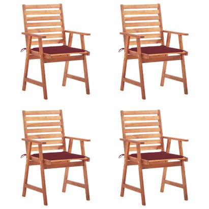 Scaune de exterior cu perne, 4 buc., lemn masiv de acacia GartenMobel Dekor