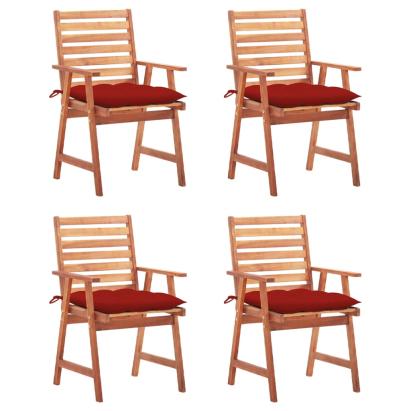 Scaune de exterior cu perne, 4 buc., lemn masiv de acacia GartenMobel Dekor