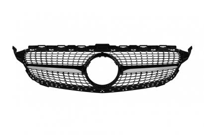 Grilă crom/neagră cu diamant, potrivită pentru Mercedes C-Class W205 sedan, S205 break, C205 coupe 2014-2018 fără deschidere pentru cameră Performance AutoTuning