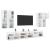 Set comode TV de perete, 7 piese, cu lumini LED, alb GartenMobel Dekor