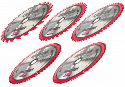Set 5 lame pentru fierăstrău circular 255/30 mm TCT Red Technic
