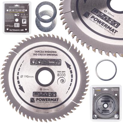 Lamă de ferăstrău Powermat 190x30 mm, 60 dinți, pentru lemn