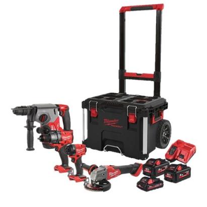 Kit scule profesional Milwaukee M18 FUEL, 4 scule, 3 acumulatori, PACKOUT