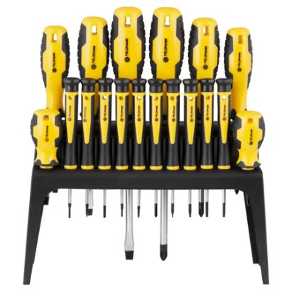 Set 18 surubelnite Fieldmann cu suport pentru perete si maner rotativ