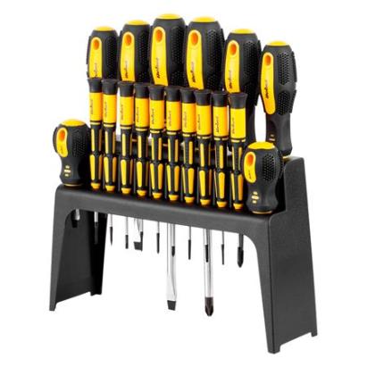 Set șurubelnițe Rebel 18 piese cu suport, oțel CrV și mânere ergonomice