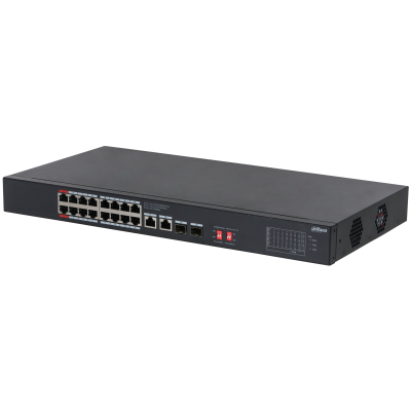 Switch PoE Dahua 20 porturi Gigabit, 16x PoE, 190W, 2x SFP