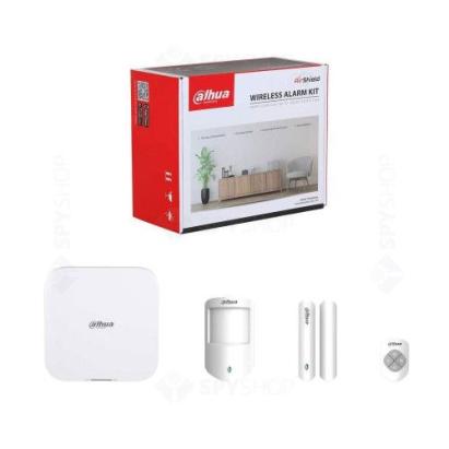Kit alarmă wireless Dahua Hub 2 cu 2 SIM, PIR, senzor ușă și telecomandă