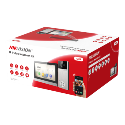 Kit videointerfon IP Hikvision 4MP cu Wi‑Fi 6, monitor 7 inch, IP65
