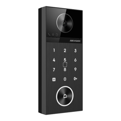 Panou videointerfon IP de exterior Hikvision 4MP cu PIN, PoE si IP65
