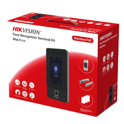 Kit control acces Hikvision cu recunoastere faciala, amprenta, WiFi si PoE