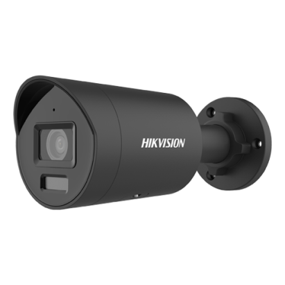 Cameră IP Hikvision AcuSense 4MP, 2.8 mm, IR 40 m, microfon, PoE, neagră