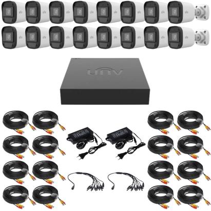 Sistem de supraveghere Uniview cu 16 camere 2MP Full HD, DVR si IR 20m