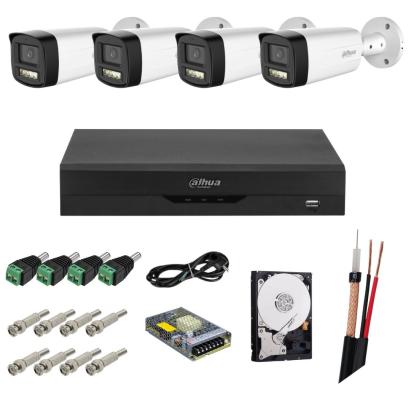 Sistem supraveghere Dahua 4 camere 5MP, IR 80 m, microfon, DVR 4 canale