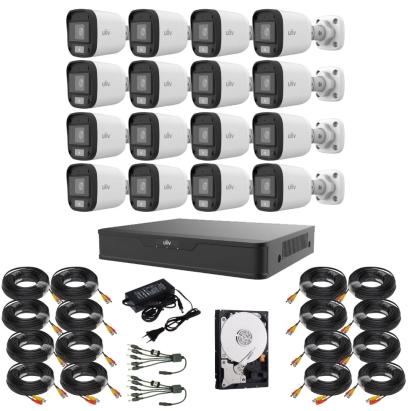 Sistem supraveghere Uniview cu 16 camere 5MP, DVR 16 canale si HDD 1TB