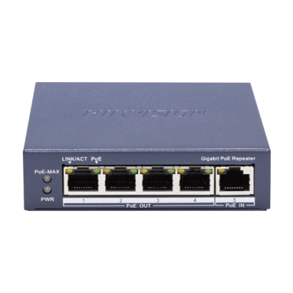 Switch PoE Gigabit Hikvision cu 4 porturi PoE Out, 1 port PoE In, 60W