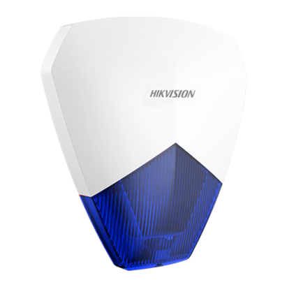 Sirena exterioara cablata Hikvision AX PRO cu flash LED albastru, IP54