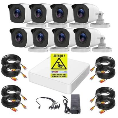 Sistem supraveghere Hilook cu 8 camere 2MP IR 20m si DVR 8 canale