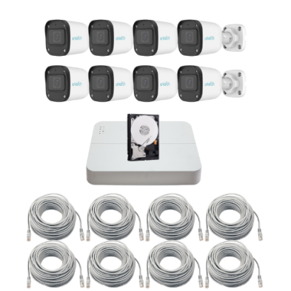 Sistem supraveghere IP Uniarch cu 8 camere 2MP, microfon, NVR PoE si HDD 1TB