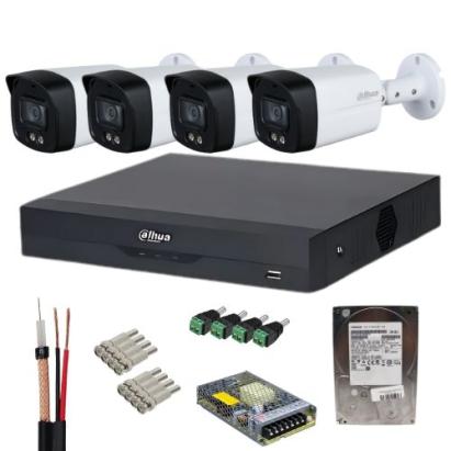 Sistem supraveghere Dahua cu 4 camere Full Color 5MP, HDD 1TB