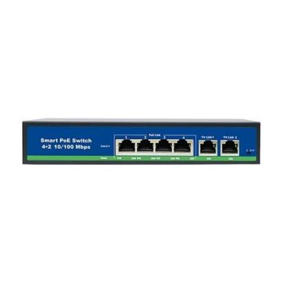 Switch PoE BestNPS NPS0420FBL cu 4 porturi PoE + 2 uplink, 78W