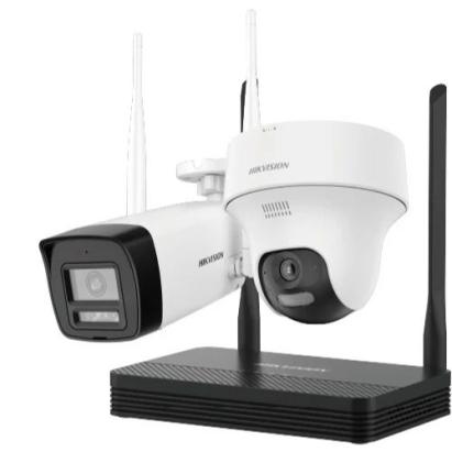 Kit supraveghere IP wireless HiLook cu 2 camere 4MP, audio si NVS microSD