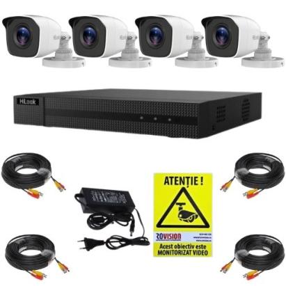 Kit supraveghere HiLook cu 4 camere 2MP, DVR 4 canale, IR 20m