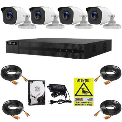 Kit supraveghere HiLook cu 4 camere 2MP, DVR 4 canale si HDD 500GB
