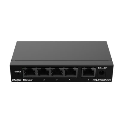 Switch Gigabit Ruijie RG-ES205GC cu 5 porturi RJ45 si management cloud