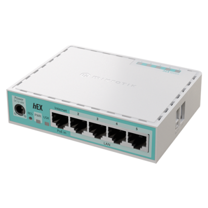 Router MikroTik hEX E50UG cu 5 porturi Gigabit, USB si PoE In