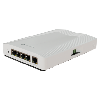 Router MikroTik CRS304-4XG-IN cu 4 porturi 10G, 1 port 1G si montaj DIN