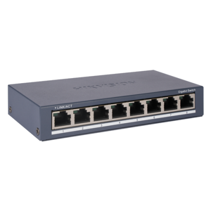 Switch Gigabit Hikvision cu 8 porturi RJ45, 16 Gbps, DS-3E0508-O