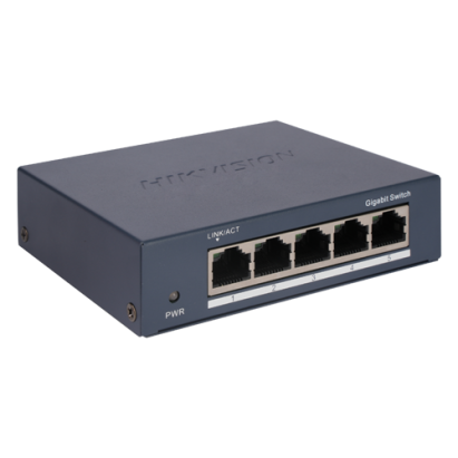 Switch Gigabit Hikvision cu 5 porturi RJ45, carcasă metalică, 10 Gbps