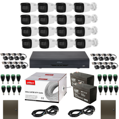 Kit supraveghere Dahua 16 camere 4K, audio, IR 80 m, DVR 16 canale