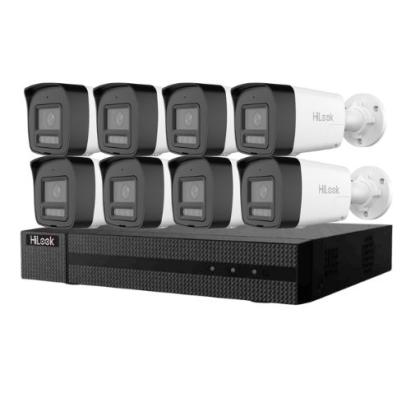 Kit supraveghere IP HiLook cu 8 camere 4MP PoE, audio, IR 30m si NVR 8 canale