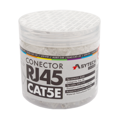 Mufa RJ45 UTP Cat.5e aurita, set 100 bucati, ASYTECH Networking