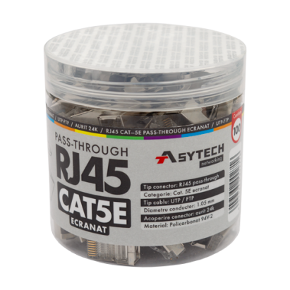 Mufa RJ45 FTP Cat.5e EZ Passthrough ecranata, set 100 bucati