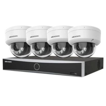 Kit supraveghere video Hikvision 4 camere IP 4K PoE cu microfon si AcuSense