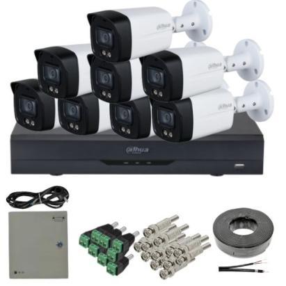 Kit supraveghere analog Dahua cu 8 camere 5MP, IR 40m, microfon