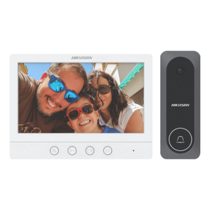 Kit videointerfon analogic Hikvision DS-KIS212, 7 inch, 4 fire, IR
