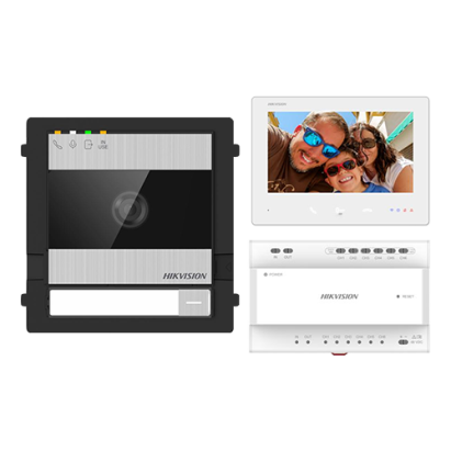 Kit videointerfon Hikvision 2 fire cu monitor 7 inch, WiFi si 2MP