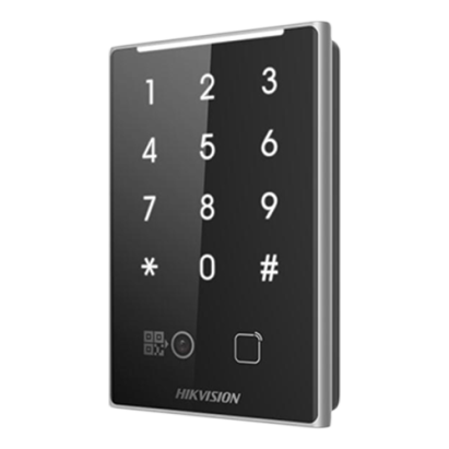 Cititor de proximitate Hikvision cu cod QR, MIFARE si tastatura integrata