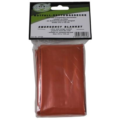 Folie de supraviețuire MFH roșie, 213 x 132 cm, 100 g, pentru urgențe