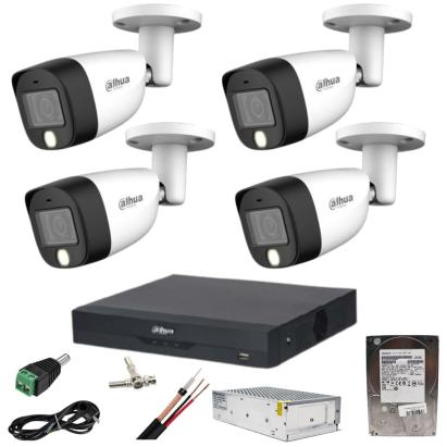 Sistem supraveghere Dahua 4 camere 5MP Dual Light cu DVR si HDD 1TB