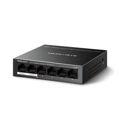 Switch PoE+ Mercusys MS106LP cu 6 porturi 10/100 Mbps si 4 porturi PoE+